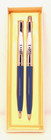 Vintage Paper Mate Pen   Mechanical Pencil Set Blue Barrel Chrome Trim W  Case