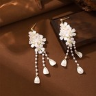 Women s Elegant Imitation Pearl Tassel Pendant Earrings Alloy Ear Studs Jewelry