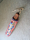 Antique Vintage 1800s Sioux Indian Trade Knife   Beaded Brain Tanned Hide Sheath