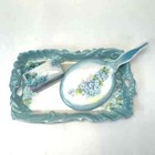 Antique Victoria Hand Painted Porcelain Vanity Tray Set With Hand Mirror   Box