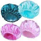 Shower Caps For Women  4 Pcs Elastic And Reusable Bath Caps  Double Waterproof L