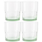 Recycled Glassware 10oz Stackable Glasses Set Of 4 Durable Dishwasher Safe New
