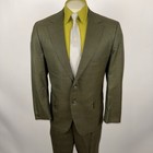 Vintage 1960s Suit Mens 42 Jacket 36 Pants Unhemmed Wool Green Plaid Mcm 60s Nos