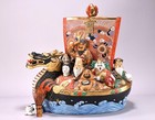 Japanese Kutani Ware Porcelain Treasure Ship Statue 18 11inch Seven Lucky Gods