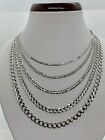 10k Solid White Gold Cuban Link Chain necklace Men s women s 2 2mm-5 7mm 16 -30 
