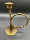 Vintage Made In Hong Kong Silvestri Brass Horn Candleholder 8   