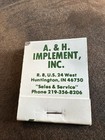 Vintage John Deere  Matchbook Butler A    H  Implement Huntington Indiana