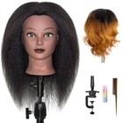100  Real Hair Mannequin Head Training Styling Manikin Black-straight-16inch