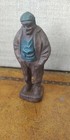 Antique Wood Figure - Old Man In Coat   Hat - Hand Carved   Painted
