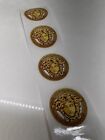 Set Of 5 Versace 1 5  Gold Medusa Head Black Round Sticker Stamp Logo Gift Wrap