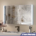Led Lighted Medicine Cabinet 3 Doors Wall Mounted Bathroom Mirror With Storage