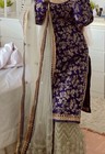 Navy Blue Embroidered Salwar Kameez Set With Dupatta For Women
