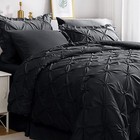 7-piece Full Comforter Set - Black Egyptian Cotton Pintuck 500tc