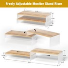 Adjustable 2tier Wood Monitor Stand Riser With Acrylic Legs Organizer