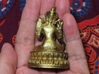 Nepal Tibet Buddhist Gilt Copper Green Tara Miniature Statue  h1 