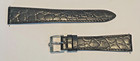 Accutron Black Croc Grain Flat Band W stainless Steel Signed Buckle
