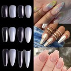 500pcs Coffin French False Nail Tips Uv Gel Acrylic Full Cover Stiletto Nails 