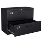 Black 2 Drawer File Cabinet W lock metal Storage Cabinet Lateral Filing Cabinet