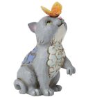     New Jim Shore Figurine Cat Playing Butterfly Blue Gray Kitten Statue Decor