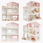 Modern Wooden Dollhouse For Kids Girls - 8 Rooms Doll House Playset  Diy Pretend
