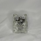 Vintage Glass Tabletop Lighter Clear Textured Ice Block Design Chrome Top