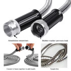 25 50 75 100 150ft Stainless Steel Flexible Garden Metal Hose 2x Spray Nozzle