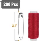 Heavy Duty Safety Pins - 2 Inch  200 Pack  Silver  Large  Bulk For Cloth