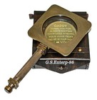 Antique Vintage Full Brass Folding Magnifying Glass Henry Hughes   Leather Cover
