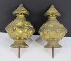 Antique Clock Finials Fancy Brass Large Pair Tall Grandfather Part Restore