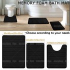 3pcs Solid Memory Foam Bathroom Bath Mat Contour Rug Set With Toilet Lid Cover
