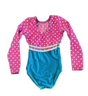 Gk Elite Gymnastics Pink   Blue Leotard - Child Sm Dance Long Sleeve Circus