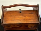 Vintage Wooden Wood Sewing Box Curved Base Two Doors 10x8 5x7 Spools 30
