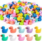 200pcs Tiny Ducks 10 Colors Little Duck Figures Mini Resin Ducks Plastic Small