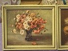 Vintage Mid Century Miniature Floral Framed Prints Pair 4x5 Poppies Chicago Mcm