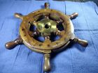 12 nautical Wooden Brass Ship Wheel Pirate Wall Decor Marine Boat Steering Wheel