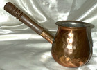 Turkish Coffee Pot Hammered Copper Wooden Handle