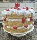 Vintage Ceramic Strawberry Shortcake Ceramic Pedestal Footed Cake Stand 