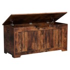Storage Chest Trunk 39  Toy Box Wooden Storage Bench With 2 Safety Hinges Brown