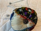 Antique Crazy Quilt Pin Cushion  Round  Hand Made  Embroidery Stitches
