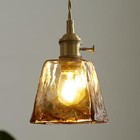 Glass Pendant Light  Brass Vintage Pendant Hardwired Trapezoidal Amber Glass