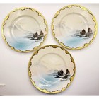 Vintage Japanese Nippon Kutani Eggshell Porcelain Saucer Plate Hand Paint Qty 3 