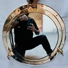 24  Porthole Mirror   Shiny Brass Finish  large Nautical Cabin Wall Mirror Decor