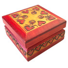 Hand-crafted Wood Hinged Trinket Box     Made In Poland Hearts Mothers Day