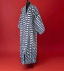 Vtg Nwot Japanese Cotton Yukata White Blue Kimono Robe Geometric Nightwear Asian