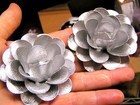 Two Large Silver Colored Roses  Metal Flowers  Accents  Embellishments  Crafts