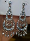 Blue Aquamarine Chandelier Dangle Crystal Showers Earrings Boho Gypsy Style