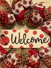 Farmhouse Lady Bug      Year Round Welcome Wreath Burlap Deco Mesh 22  X 22  