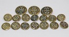 Set Of 17 Antique Multicolor Enamel Floral Matching Brass Buttons