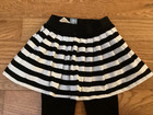 Gap Girl Sz 3 Black   White Stripe Pleated Skirt W  Attached Black Leggings