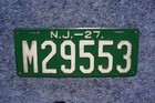 1927 New Jersey License Plate